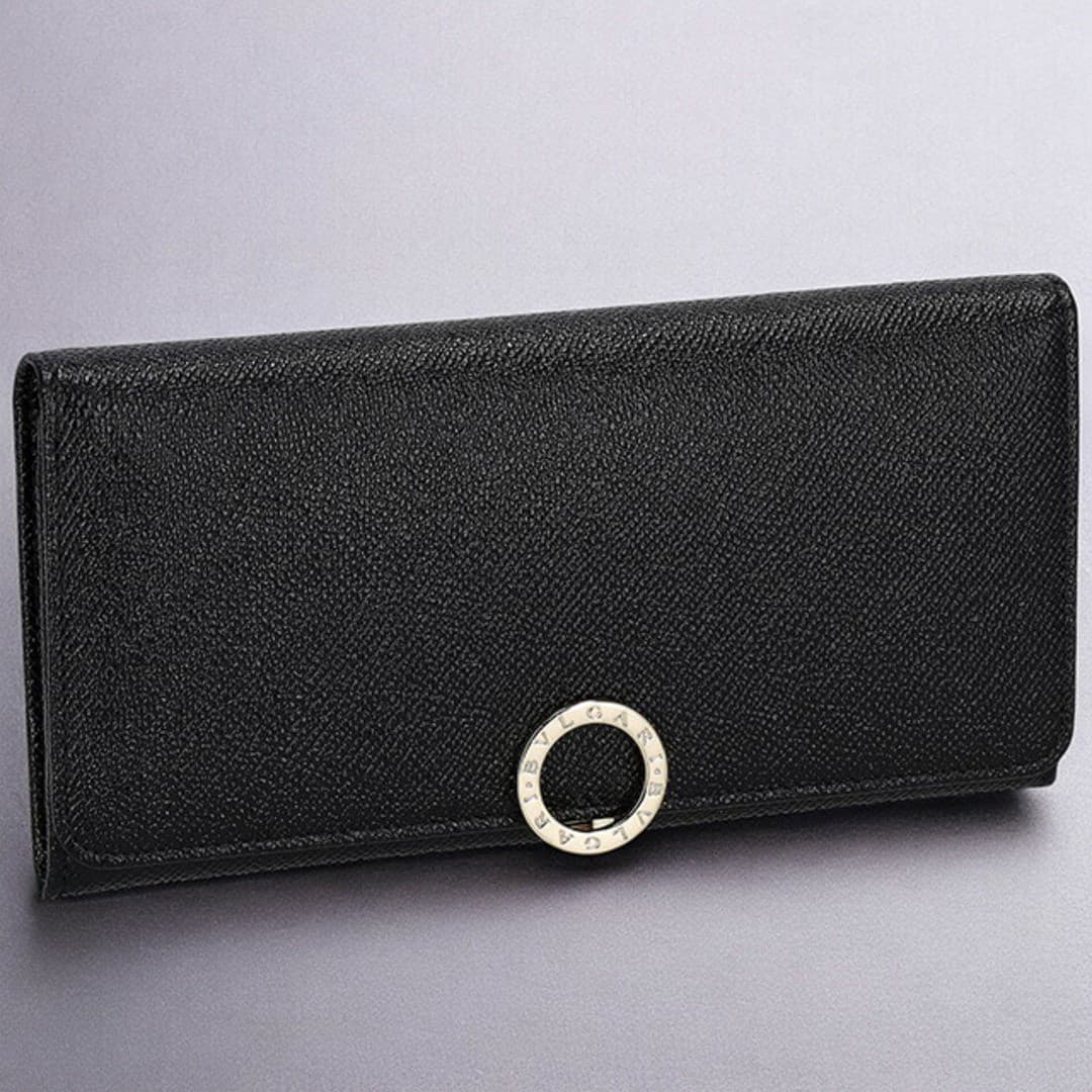 Bulgari BVLGARI Wallet Men's Leather Black Compact Used From Japan