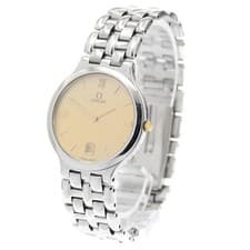 OMEGA DE VILLE DATE QUARTZ 32MM SS GOLD DIAL WATCH #C2065