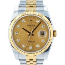 Rolex Datejust Two-Tone 116233 Champagne Diamond Dial 18KY SS Watch w/ Box, Cert