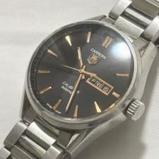 TAG HEUER CARRERA CALIBRE 5 WAR201C DAY-DATE BLACK x SILVER AUTO     693417