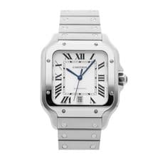 Cartier Santos Large Model Steel Auto 39mm Silver Dial Bracelet Watch WSSA0018