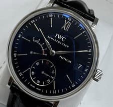IWC Schaffhausen Portofino Black Dial Leather Mechanical Watch Box Papers