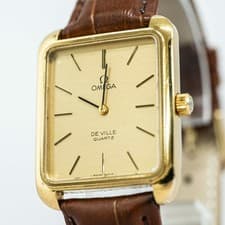 *NEAR MINT* Vintage 1978 OMEGA De Ville Cal.1330 Quartz Push Gold Tank 29mm Mens