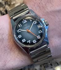 Yema Rare Dial Manual Winding Vintage Stainless Sport Junior Watch Sunburst Blue