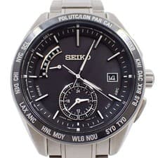 SEIKO Seiko Brightz World Time Solar Radio Wae Men's Black Dial Genuine SS Belt