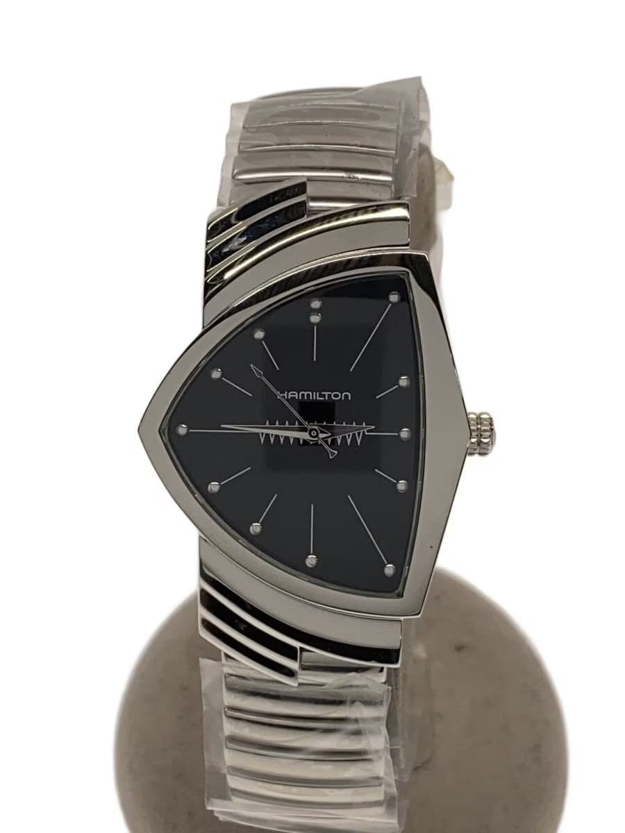 HAMILTON Ventura Quartz Watch Analog BLK SLV SS H24411232