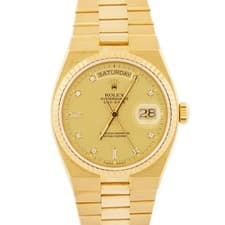 1983 Rolex OysterQuartz Day-Date FACTORY CHAMPAGNE DIAMOND 36mm 18K Gold 19018