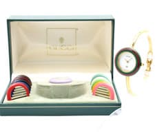 [NEAR MINT] Gucci Change Bezel 1100L Watch 12 Colors Box Gold Vintage Japan