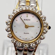 RADO Lady Watch Line Stone Bezel Silver Gold Combo Timepiece Authentic