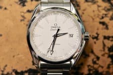 OMEGA Seamaster Aqua Terra 39mm Silver Dial SS Watch Date Very Good