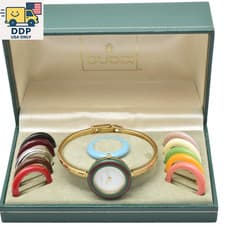 Gucci Change Bezel 11/12 12 Colors Gold White Dial Women's Quartz [Near Mint]