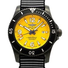 BREITLING WATCH SUPEROCEAN M17368 AUTOMATIC DATE YELLOW DIAL NYLON STRAP MEN'S