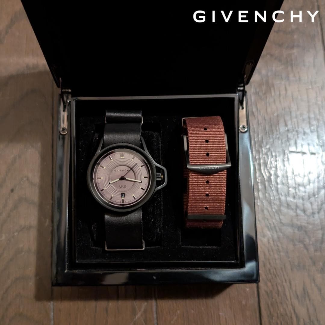 GIVENCHY Rare Used Seventeen Watch in Black W/Box
