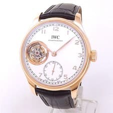 IWC Portuguese Tourbillon 18k Rose Gold Leather Manual Silver Men Watch IW546302