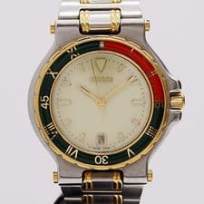 Gucci 9700M QZ Yellow Dial Mens Watch Working Luxury Authentic Dress Watch Rare