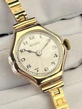 Rolex Vintage Lady Cocktail Watch 9ct Rose Gold Art Deco Antique Bracelet 24mm