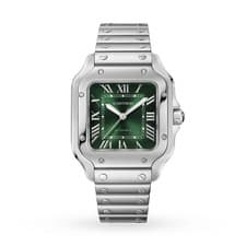 Cartier Santos Medium Model 36mm StainlessSteel Green Dial Unisex Watch WSSA0061