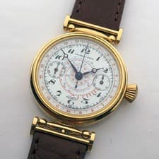 Rare Mechanical Marriage Swiss Wristwatch UNIVERSAL Chronograph Gilt Enamel dial