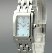 [N MINT] Longines Dolce Vita L5.158.4 Blue Shell Diamond Silver Qz Women's Watch