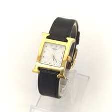 HERMES H Watch HH1.201 Gold Black "H"  Serial no:1938483 Woman's Watch Quartz