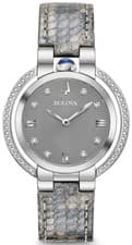 NEW BULOVA RUBAIYAT DIAMOND GRAY DIAL LEATHER SAPPHIRE CRYSTAL WATCH 96R218