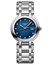 Longines PrimaLuna Quartz 30mm Blue MOP Dial SS Women's Watch L8.122.4.98.6