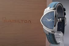 【w/Box, Paper】 Hamilton Ventura H244112 Blue Dial Men's Quartz Watch From JAPAN