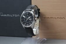 [N MINT w/Case Paper] HAMILTON KHAKI H646110 Black Dial Day Date Qz Men's Watch