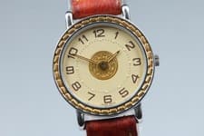 [Near MINT] Hermes Serie Sellier Ivory Dial 32mm Date Qz Women Watch From JAPAN