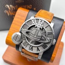 Vivienne Westwood Watch CAGEⅡLeather slide case Silver Blue Japan made VW20F1-62