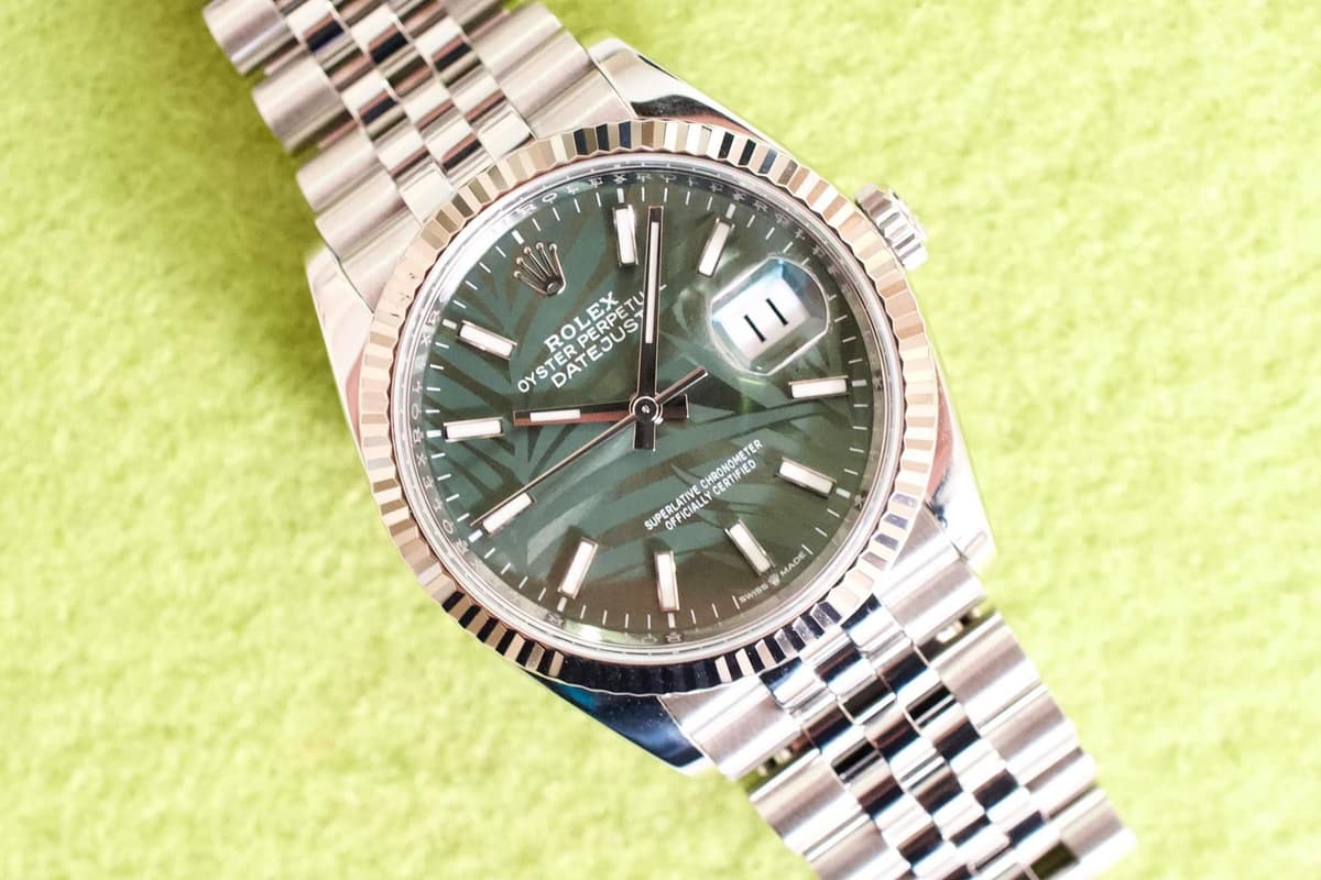 Rolex Datejust 36 Factory Palm MOTIF Dial 126234 2021 CPO Steel and 18k DISCONTI