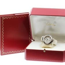 CARTIER PASHA C W3106199 35mm SS Leather Silver Dial Automatic Date #C479