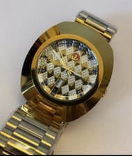 RADO DiaStar Original Gold Two-Tone Automatic Date Diamond Pattern Blue Stone Di