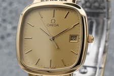 [Near MINT] OMEGA De Ville Cal.1430 Gold Dial Date 30mm Men Quartz Watch