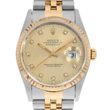 ROLEX Datejust 10P Diamond 16233G Champagne S Number second hand mens