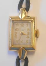 Vintage Girard Perregaux 1791 Ladies Wrist Watch 14K Yellow Gold Case Cloth Band