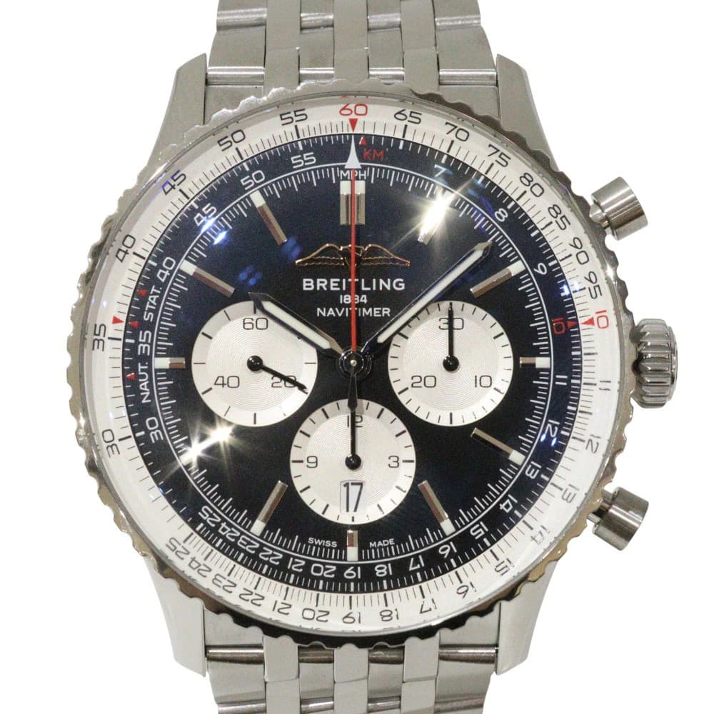 BREITLING AB0137 Automatic 45mm Box Papers Blue Chronograph Men's Watch