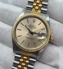 Rolex 16233 Two Tone 18k SS Jubilee Quickset Champagne Datejust Mens 36mm