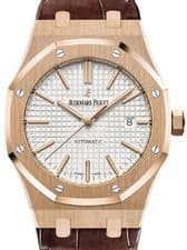 Audemars Piguet Royal Oak 41mm Rose Gold Silver Leather 15400OR.OO.D088CR.01
