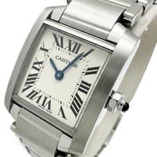 CARTIER  Tank francaise SM W51008Q3 Watches Stainless Steel Quartz White dia...