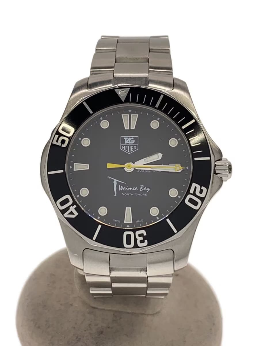 TAGHeuer Aquaracer Waimea Bay Quartz Watch Analog Stainless Black Silver WAB1113