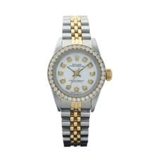 Rolex 67193 Oyster 25 mm 18k/Steel Diamonds White Dial Automatic Women's Watch