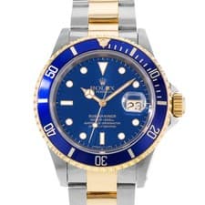 Rolex Submariner Date 16613 40mm Blue Steel 18k Yellow Gold Watch Papers 1994