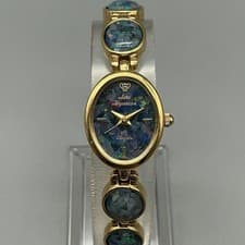 Jules Jurgensen Opal Mosaic Women Watch 17mm Gold Tone Cabochon New Battery 7.5"