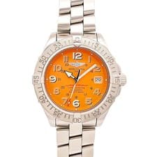 BREITLING WATCH A183O06PRS SUPEROCEAN AUTOMATIC DATE ORANGE DIAL A17360 SS MEN'S