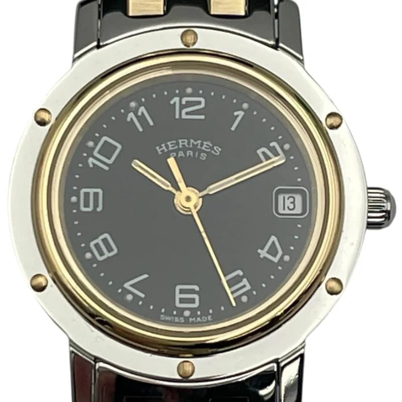 Hermès Clipper CL4.220 Black GP/SS Quartz #852