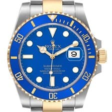 Rolex Submariner Steel Yellow Gold Blue Dial Bezel Mens Watch 116613