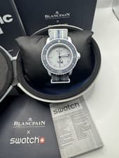 Mint Swatch X Blancpain Fifty Fathoms Antarctic Ocean 42mm White Automatic