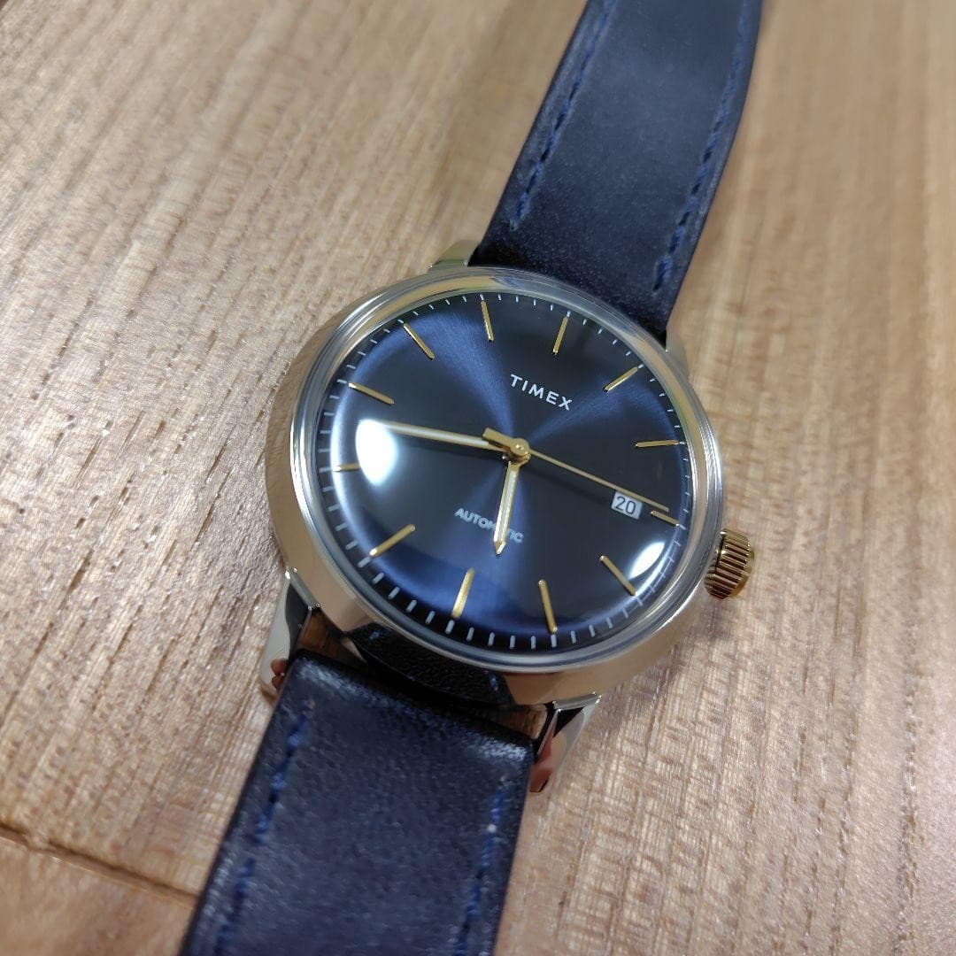 TIMEX Merlin Automatic Wristwatch Red Wing Navy Leather Genuine Rare Edition