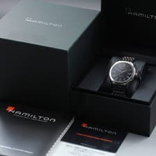 Near MINT HAMILTON Jazzmaster H395150 Date Black Auto 40mm Men's Watch Full Set